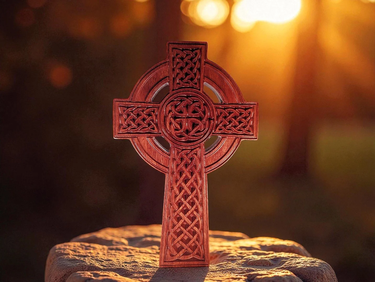 Celtic Cross with Knotwork Carving — Holy Hearth